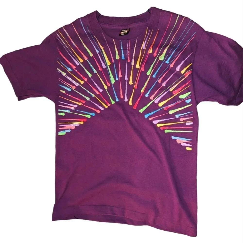 Vintage 80s girl purple sparkly‎ paint splatter size 14/16